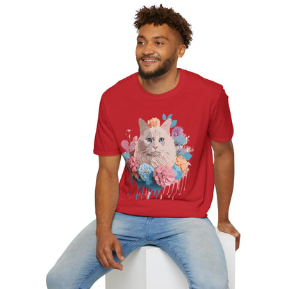 Cat Shirt Unisex Short Sleeve Cat Tee Kitten Design Gildan Softstyle 64000 Tee