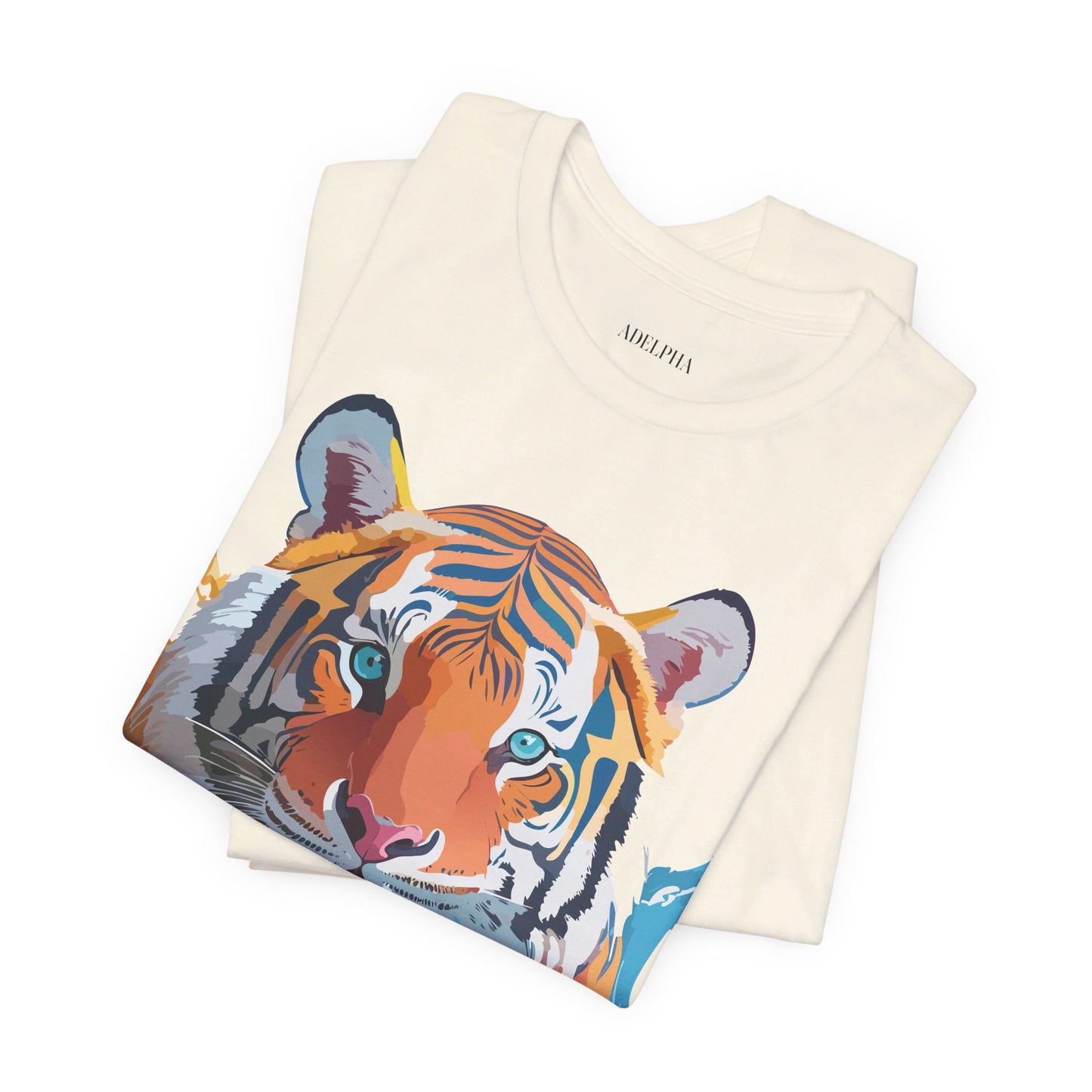 T-shirt en coton naturel avec motif tigre