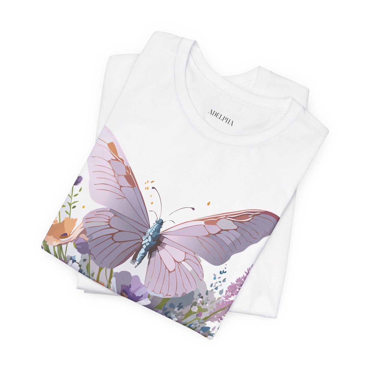 Natural Cotton Tee Shirt with Butterfly