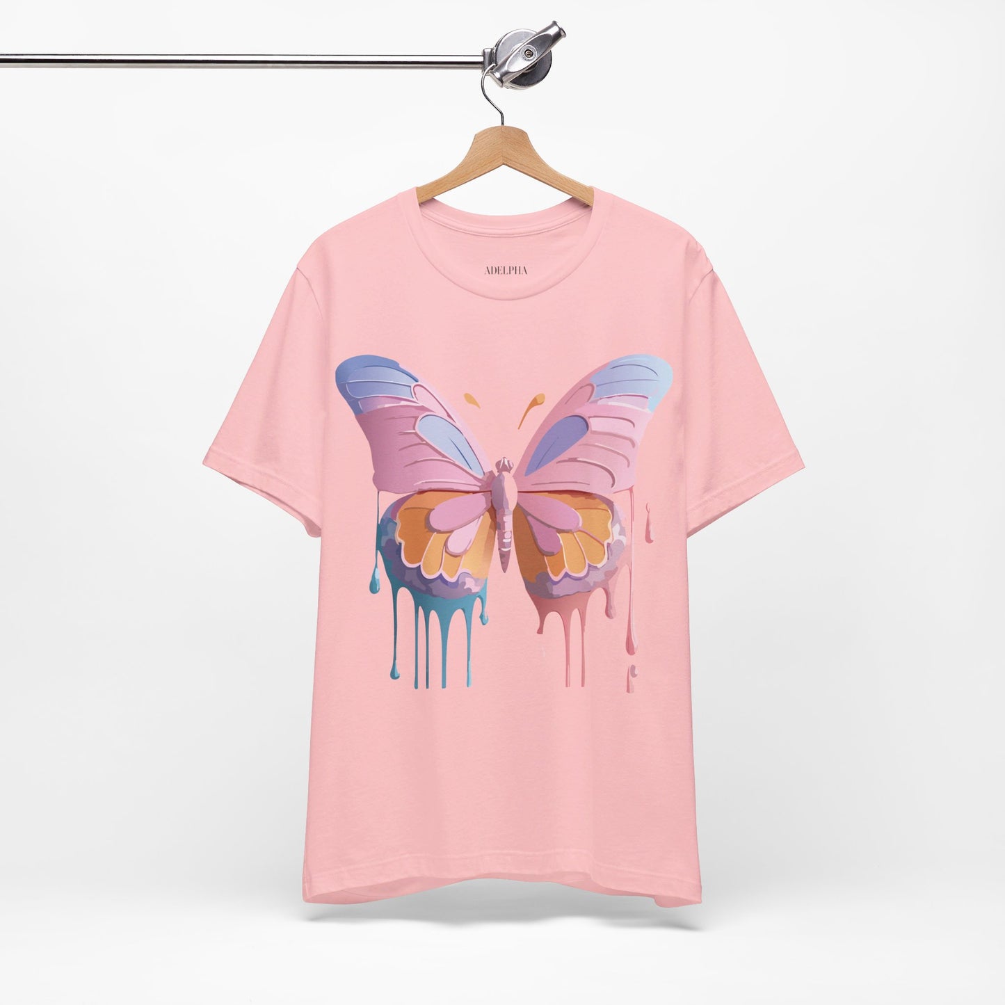 Natural Cotton Tee Shirt with Butterfly