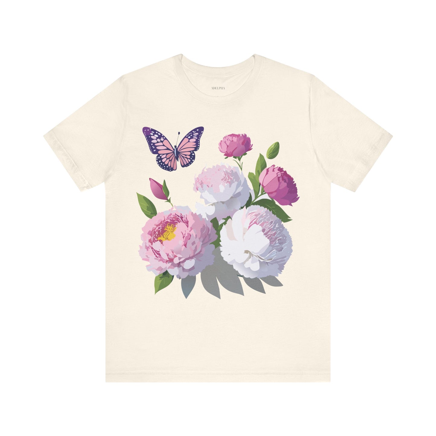 Natural Cotton Tee Shirt with Flowers