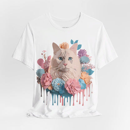 Natural Cotton Tee Shirt with Cat Printify