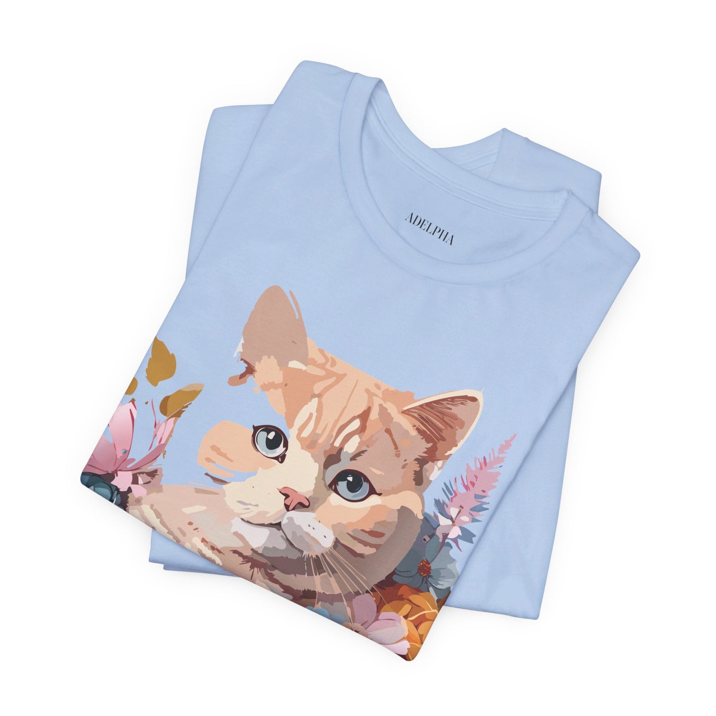 Natural Cotton Tee Shirt with Cat