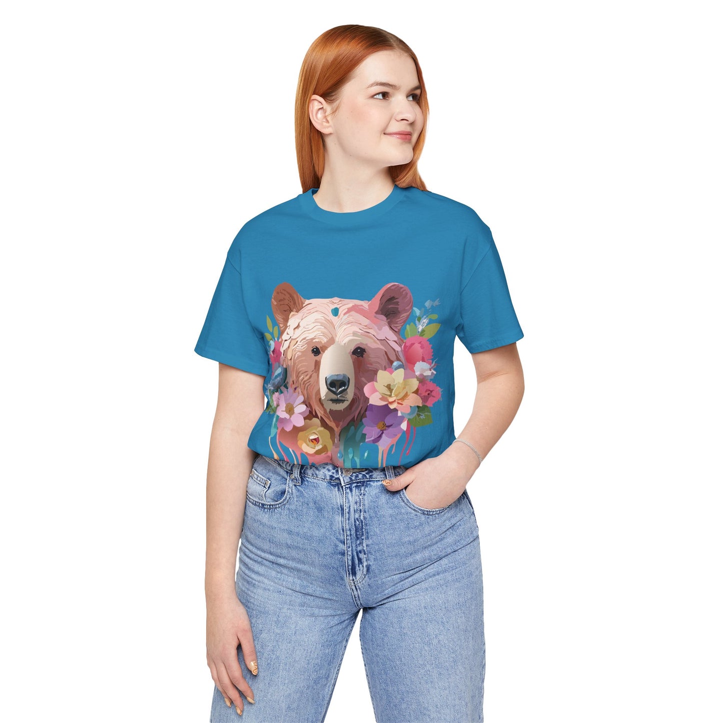 Natural Cotton Tee Shirt with Bear