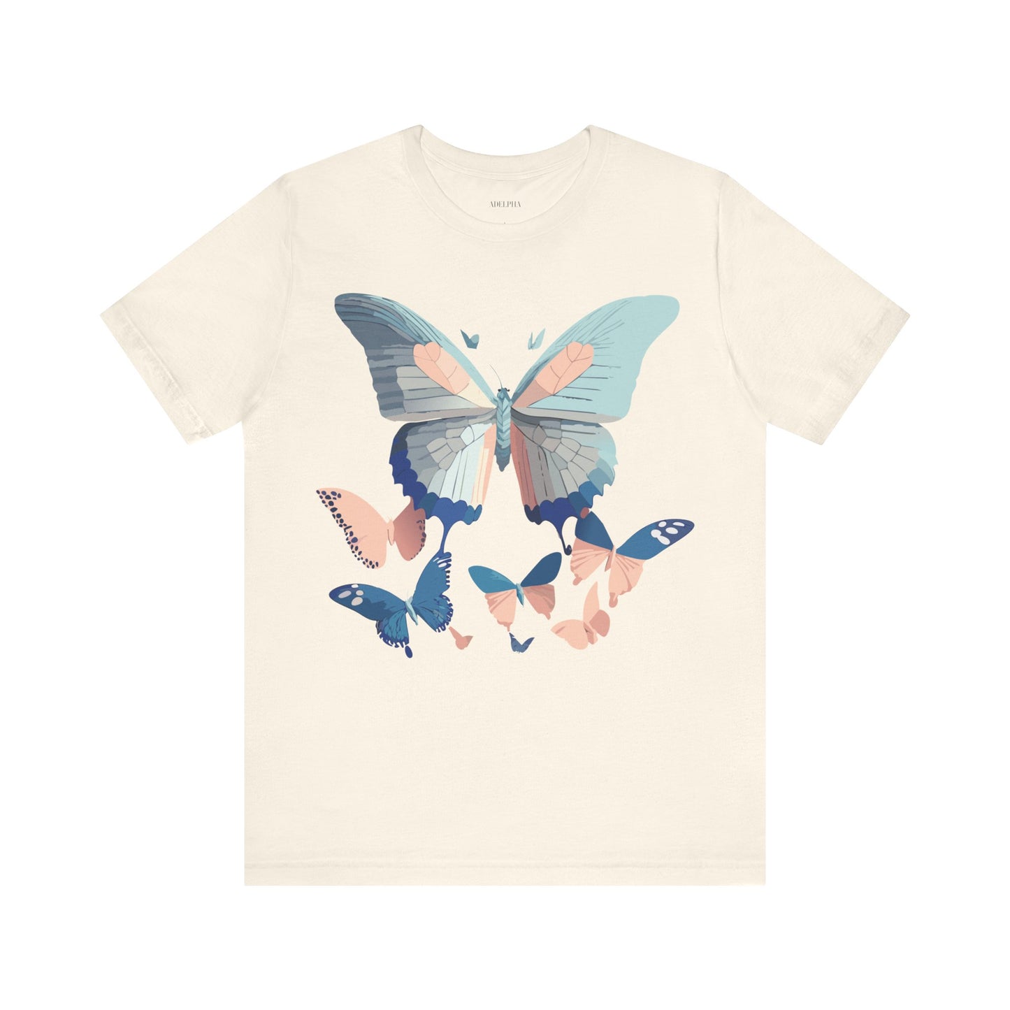 Natural Cotton Tee Shirt with Butterfly