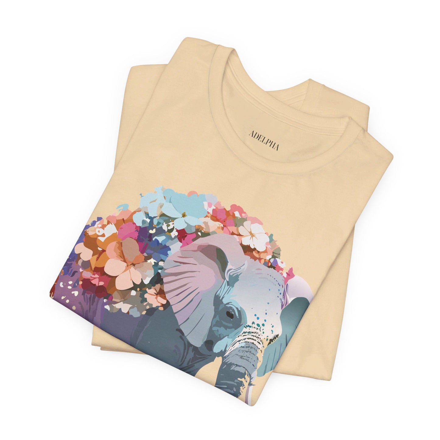 Natural Cotton Tee Shirt with Elephant