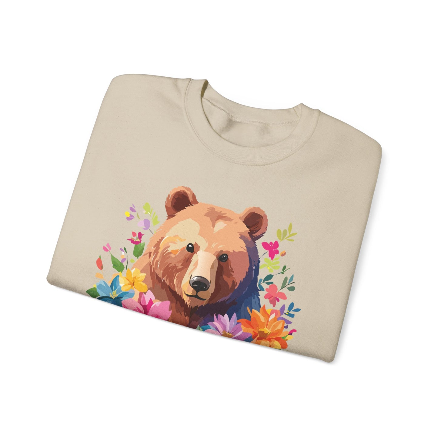 Unisex Floral Bear Sweatshirt, Animals Sweatshirt, Floral Sweatshirt, Art Design Sweatshirt