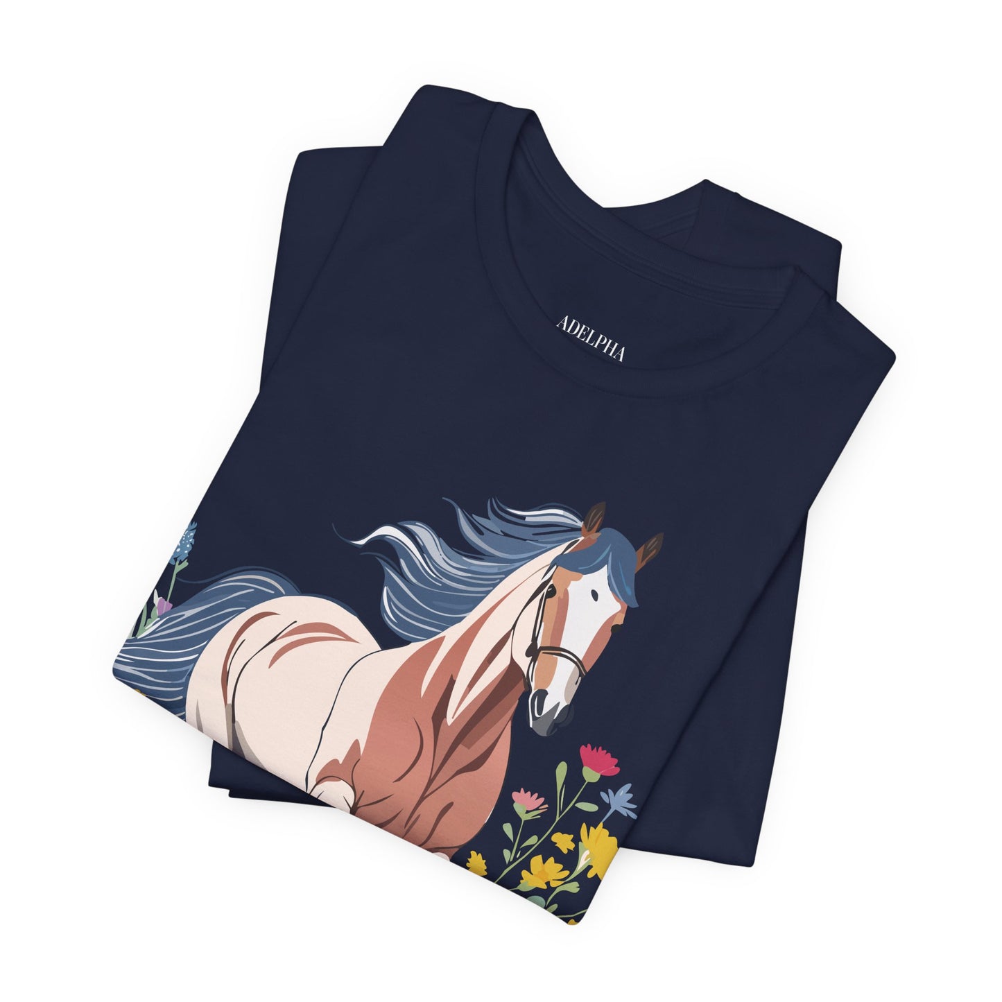 Natural Cotton Tee Shirt with Horse