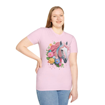 Unisex Horse Shirt Softstyle Cotton Tee With Animal Print Design