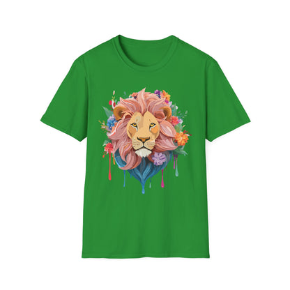 Lion Shirt Unisex Floral Lion Tee Animal Print Softstyle Tee
