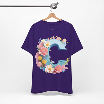 Natural Cotton Tee Shirt - Letters Collection - C Printify