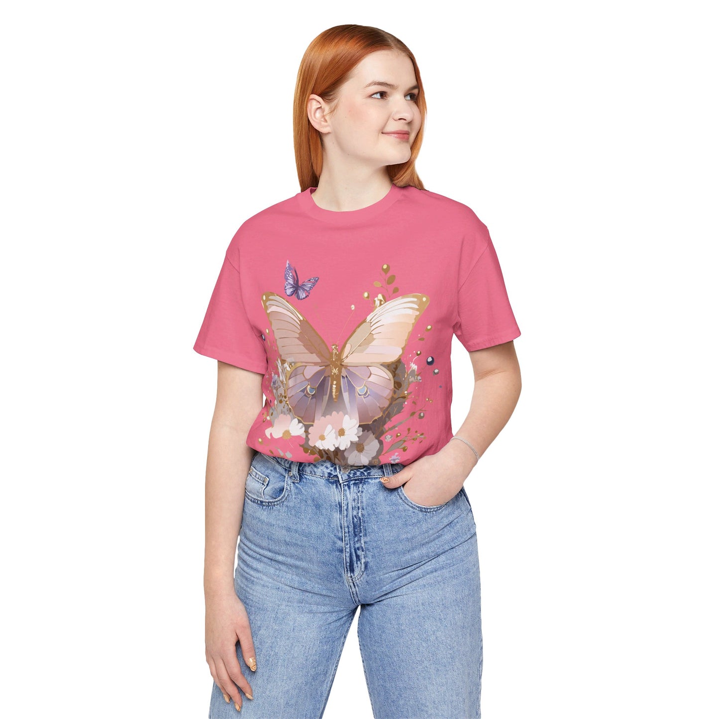 T-shirt en coton naturel avec papillon