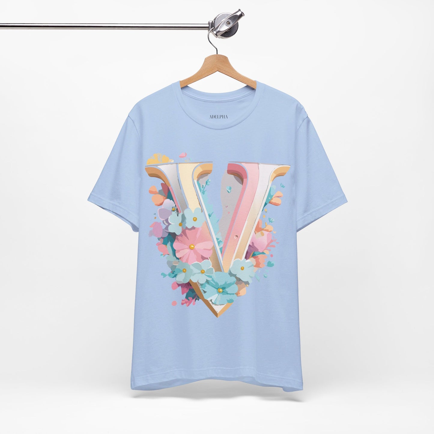 Natural Cotton Tee Shirt - Letters Collection - V