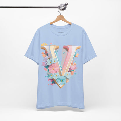 Natural Cotton Tee Shirt - Letters Collection - V Printify