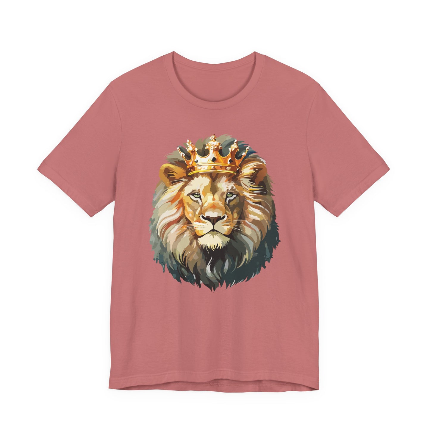 Lion with Crown Tee Unisex Cotton T-Shirt Regal King Lion Illustration, Wildlife Graphic Shirt - 1