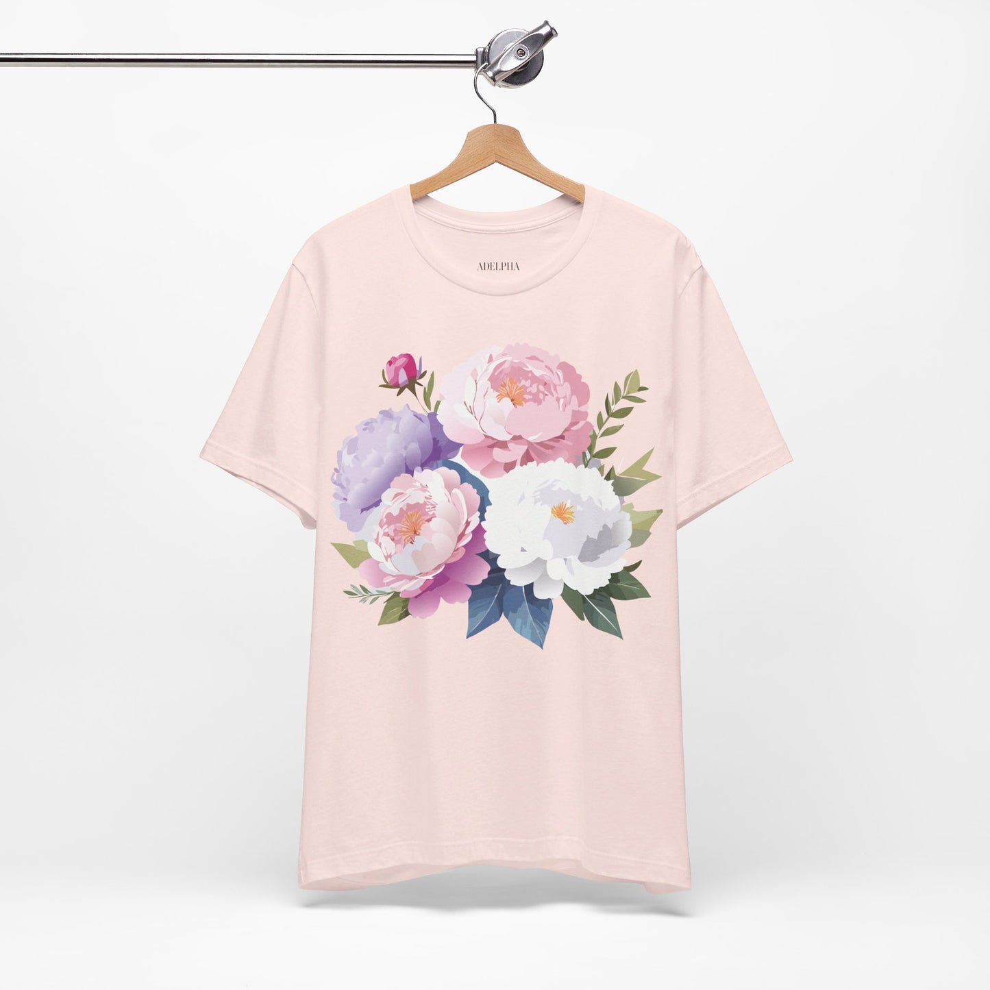 Natural Cotton Tee Shirt with Flowers