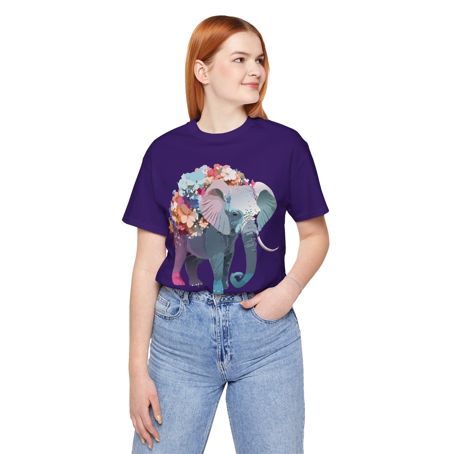 Natural Cotton Tee Shirt with Elephant