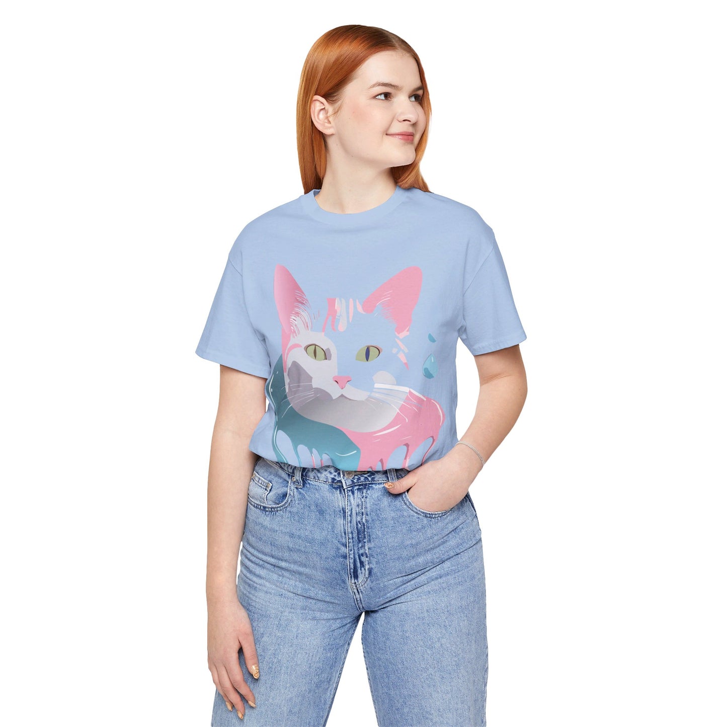 Natural Cotton Tee Shirt with Cat