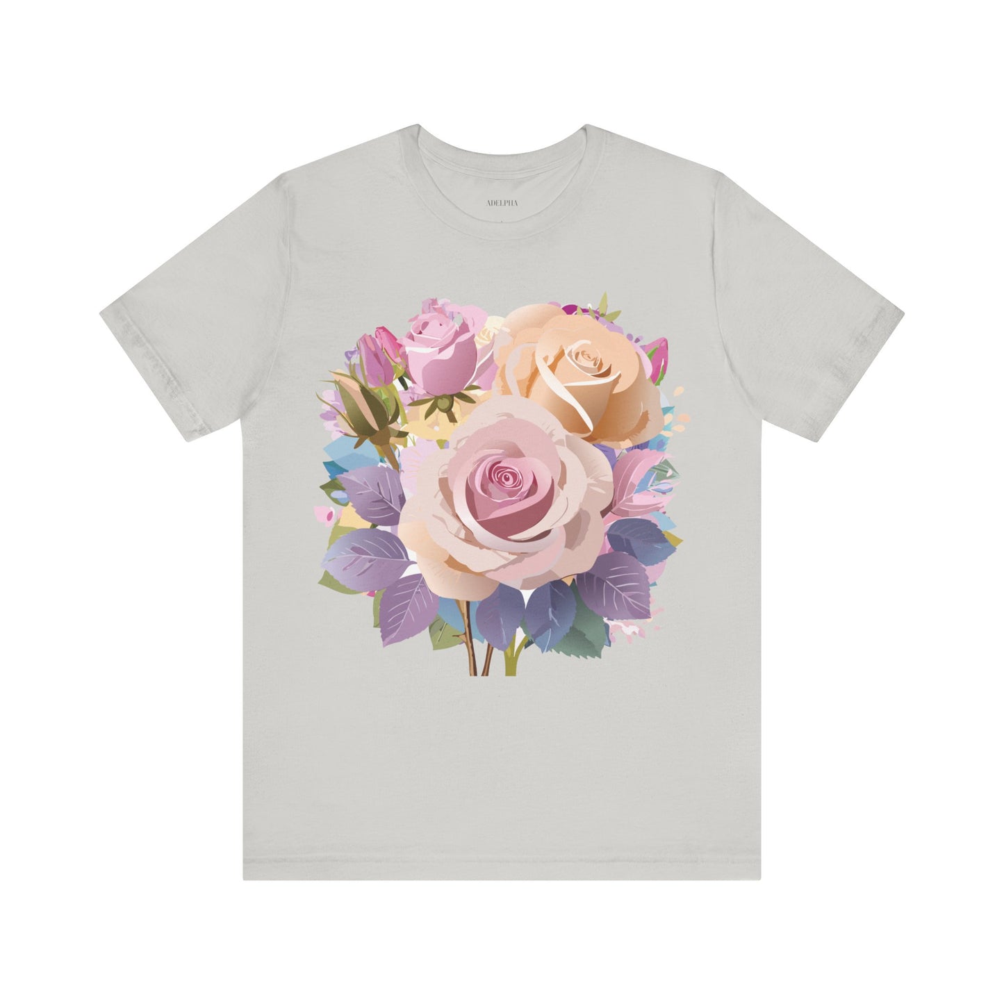 Natural Cotton Tee Shirt with Flowers