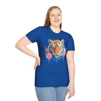Tiger Unisex Softstyle T Shirt 100 Percent Cotton Gildan 64000 Animal Tee