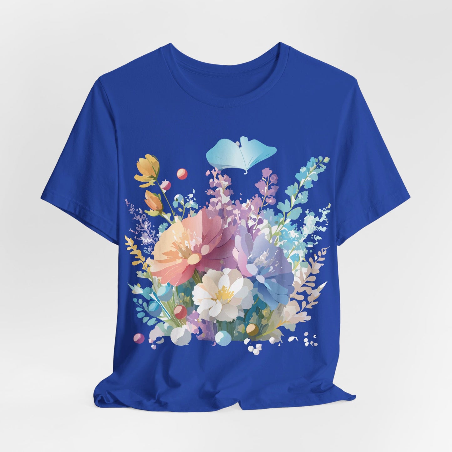 Natural Cotton Tee Shirt with Flowers