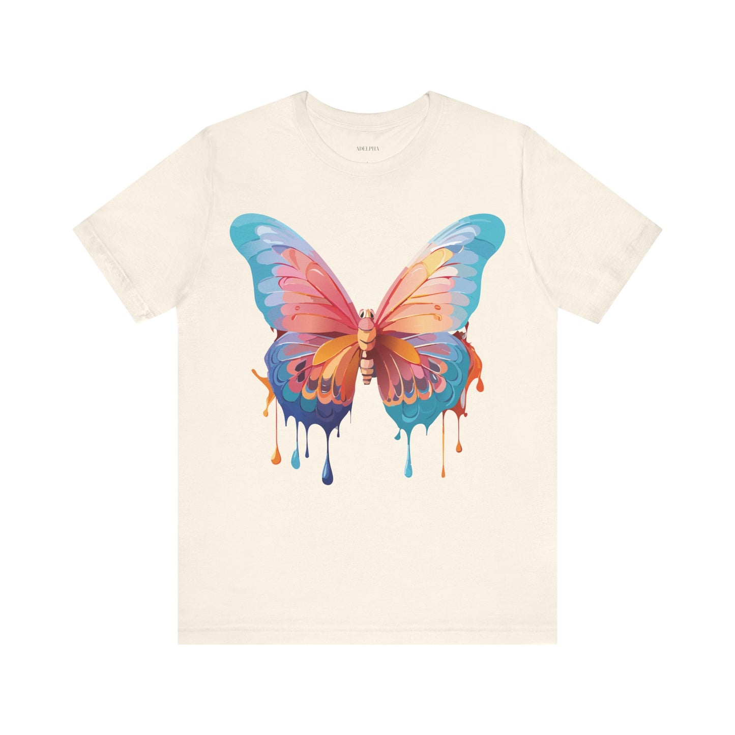 Natural Cotton Tee Shirt with Butterfly