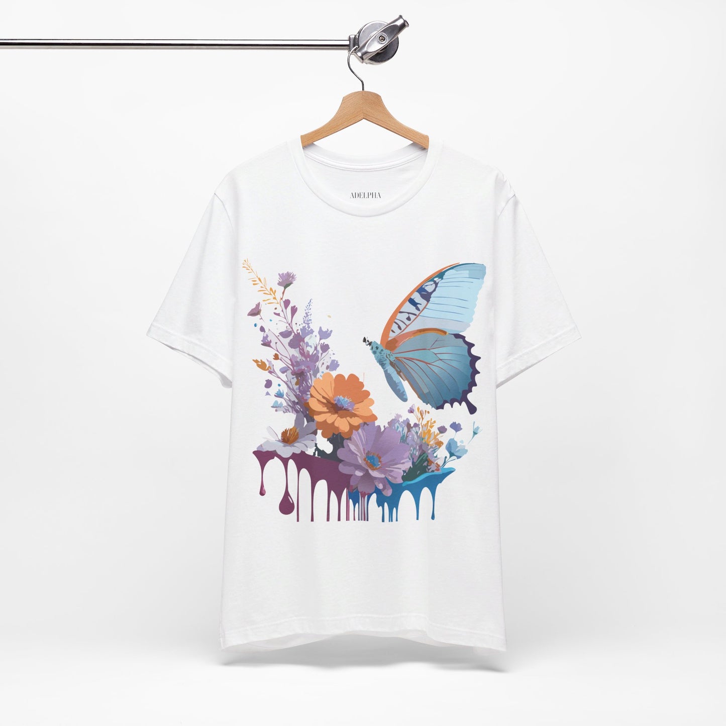 Natural Cotton Tee Shirt with Butterfly