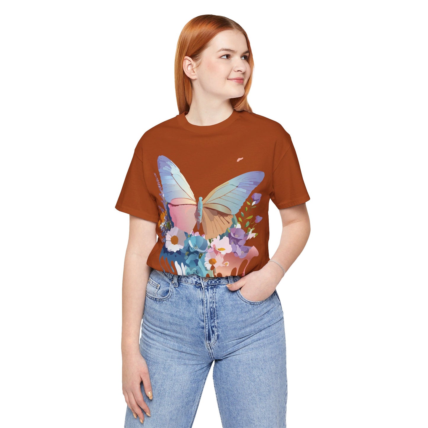 T-shirt en coton naturel avec papillon