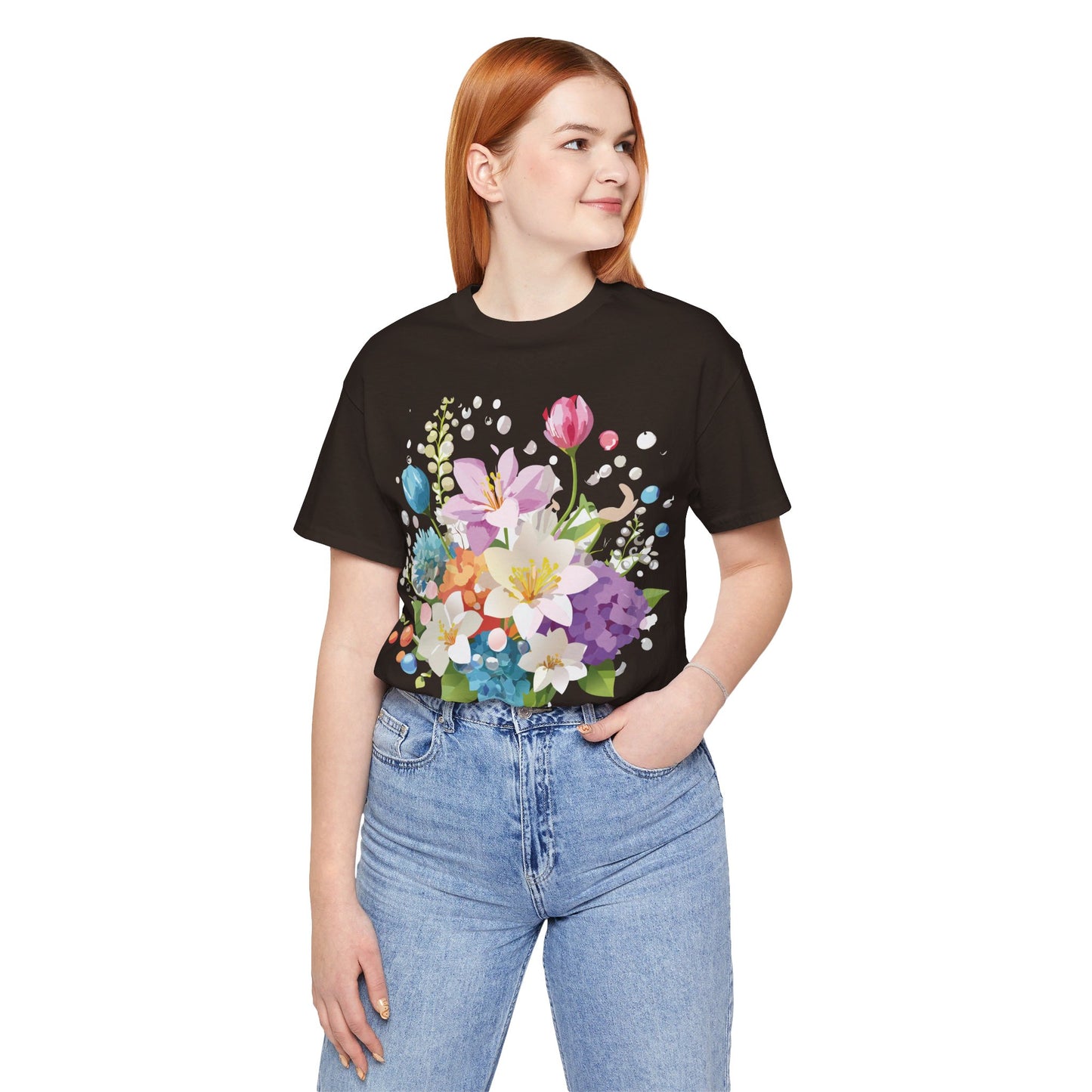 T-Shirt aus natürlicher Baumwolle mit Blumen