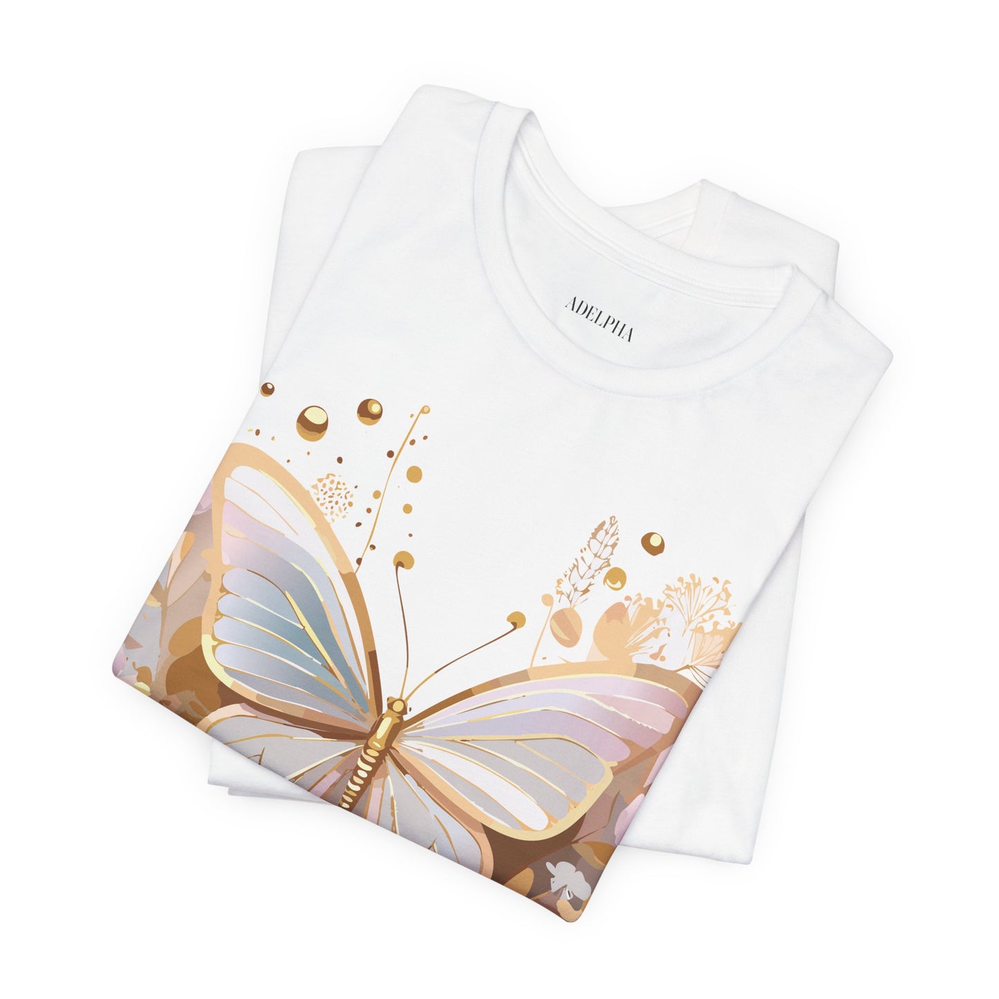 Natural Cotton Tee Shirt with Butterfly