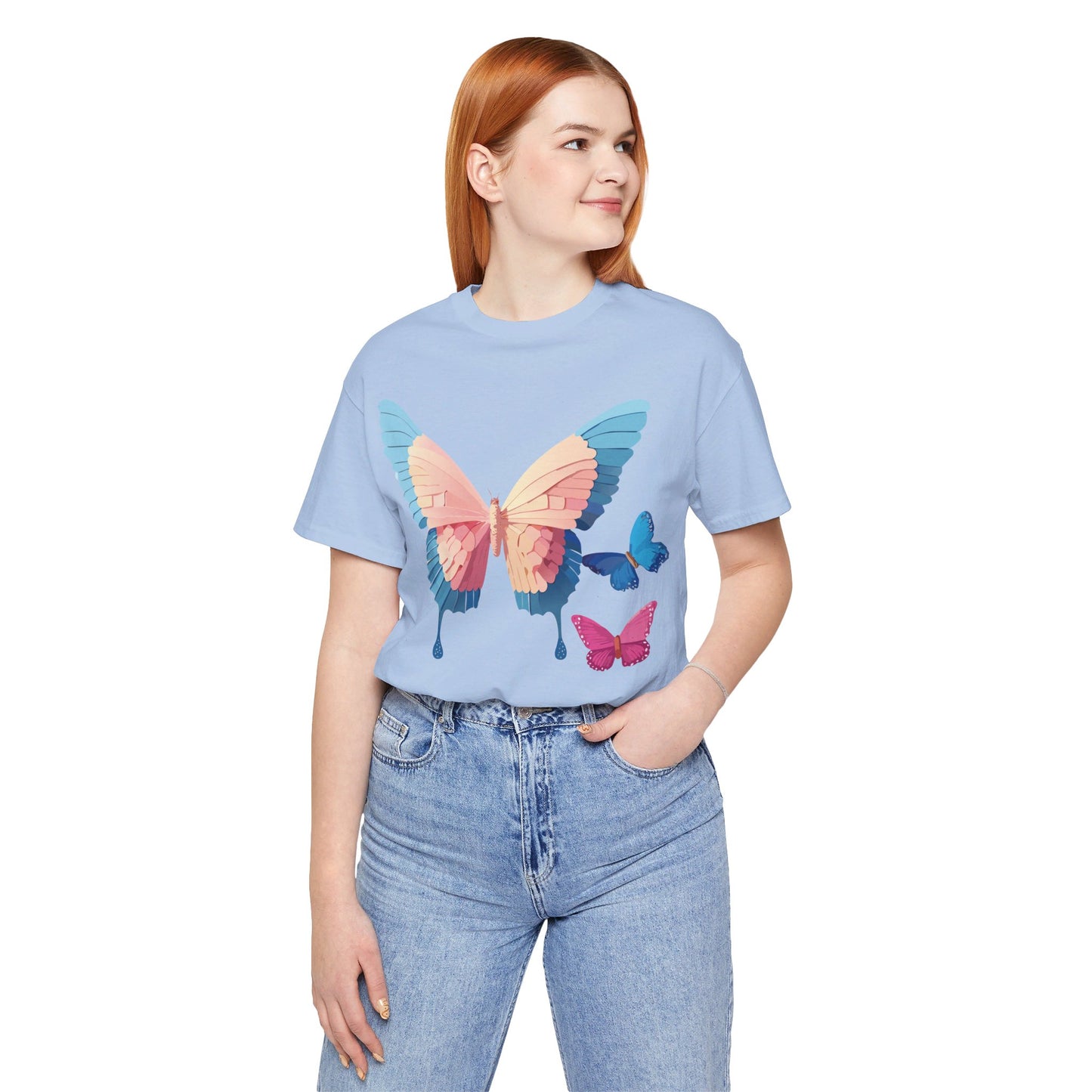 T-Shirt aus natürlicher Baumwolle mit Schmetterling