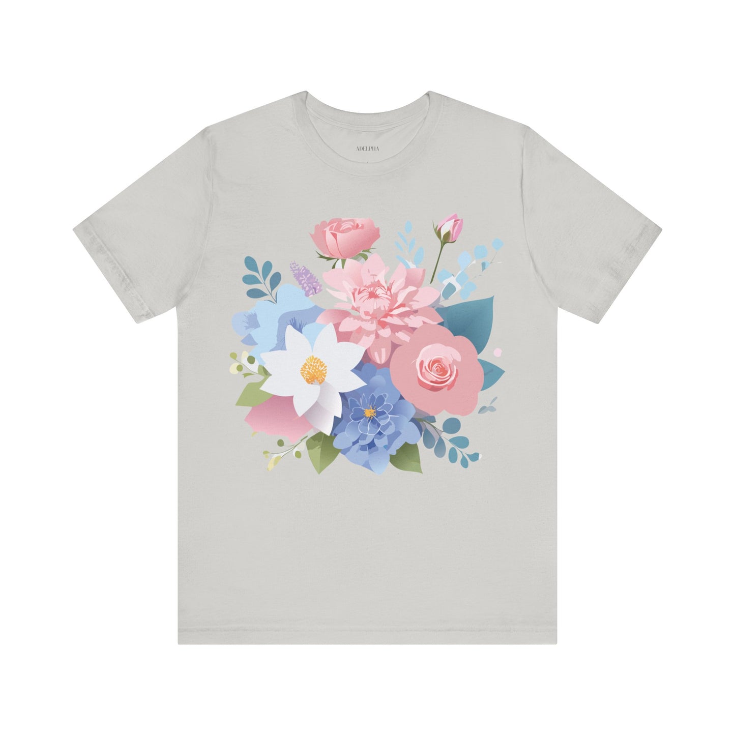 Natural Cotton Tee Shirt with Flowers