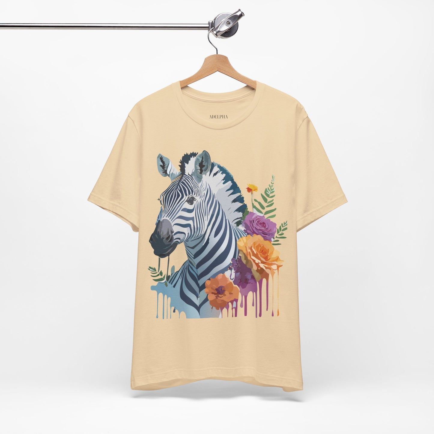 Natural Cotton Tee Shirt with Zebra