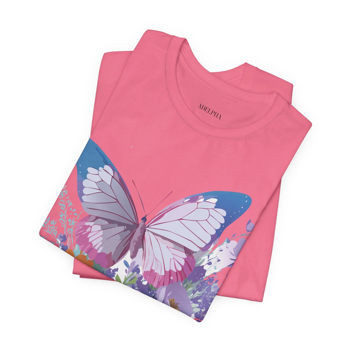 Natural Cotton Tee Shirt with Butterfly