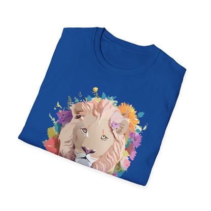 Unisex Lion Shirt Floral Lion Tee Softstyle Gildan 64000 100 Percent Cotton
