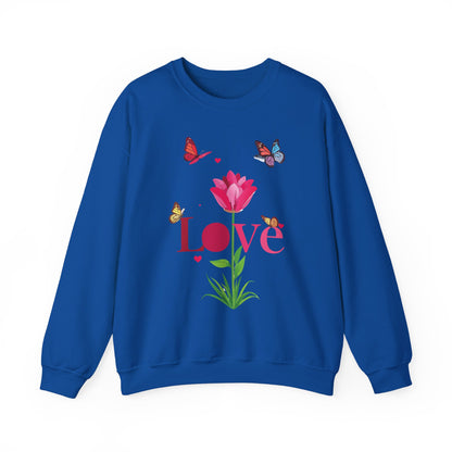 Unisex Floral Love Sweatshirt Floral Butterfly Design Cotton Poly Valentines Day
