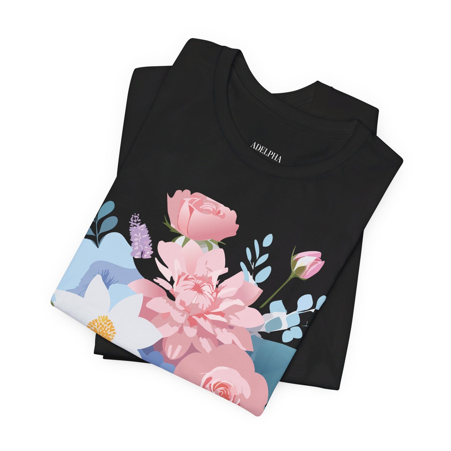 T-shirt en coton naturel avec fleurs