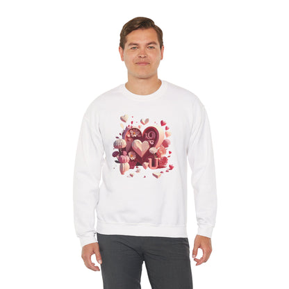 Unisex Floral Big Heart Sweatshirt Love Floral Valentine Day Cotton Poly Blend