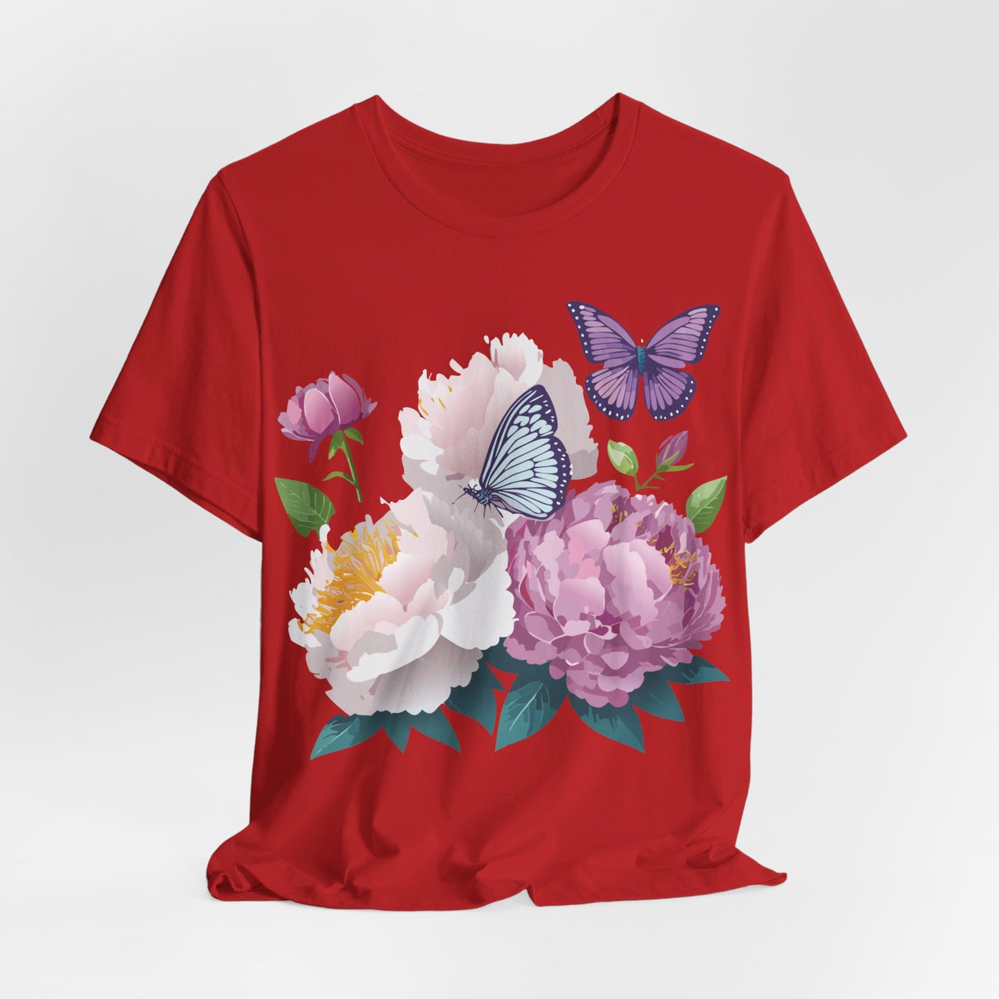 Natural Cotton Tee Shirt with Flowers