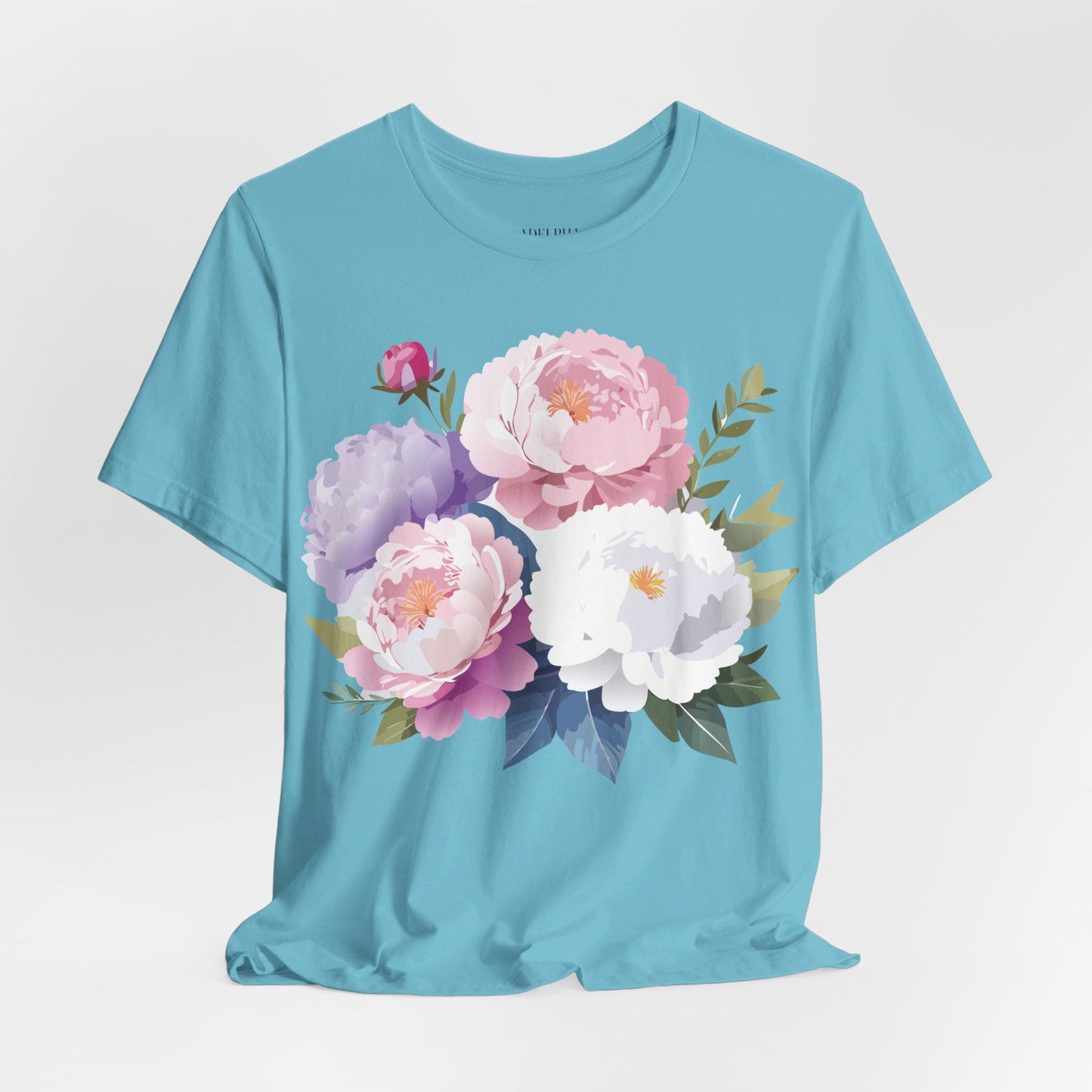 Natural Cotton Tee Shirt with Flowers