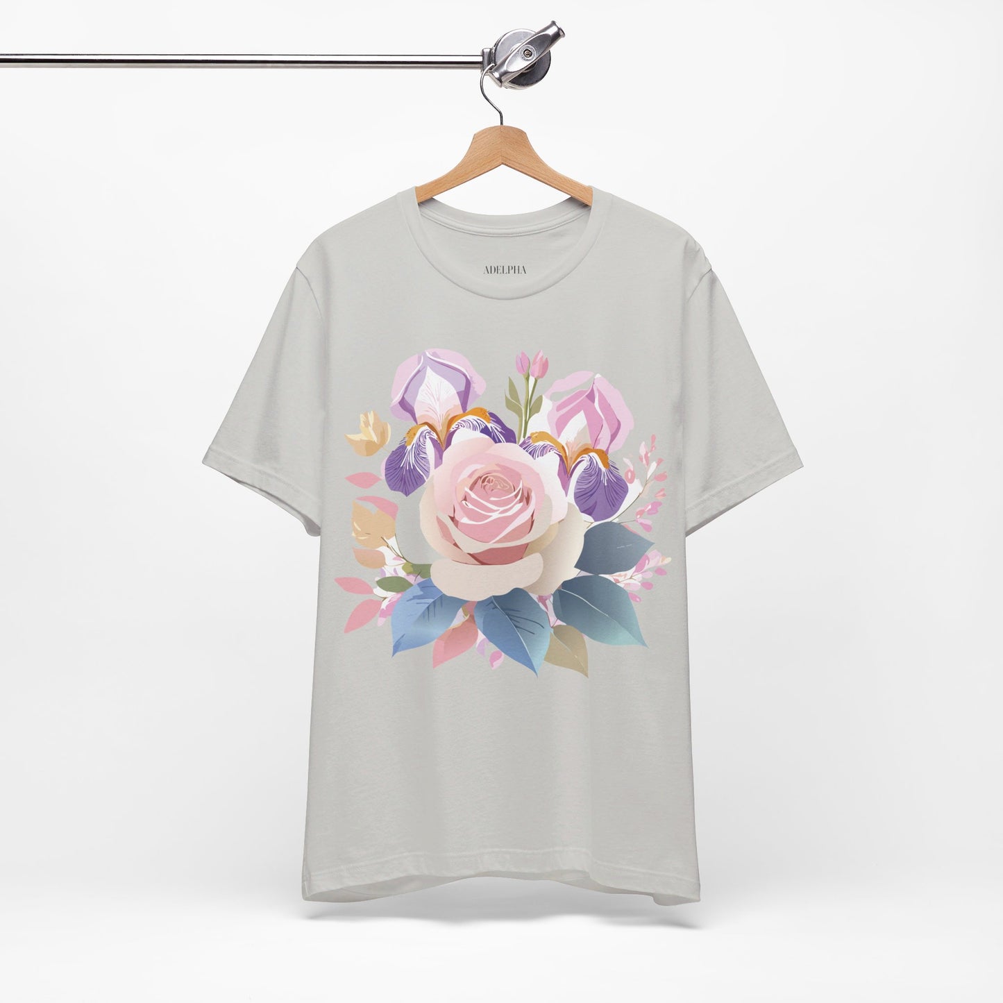 Natural Cotton Tee Shirt with Flowers