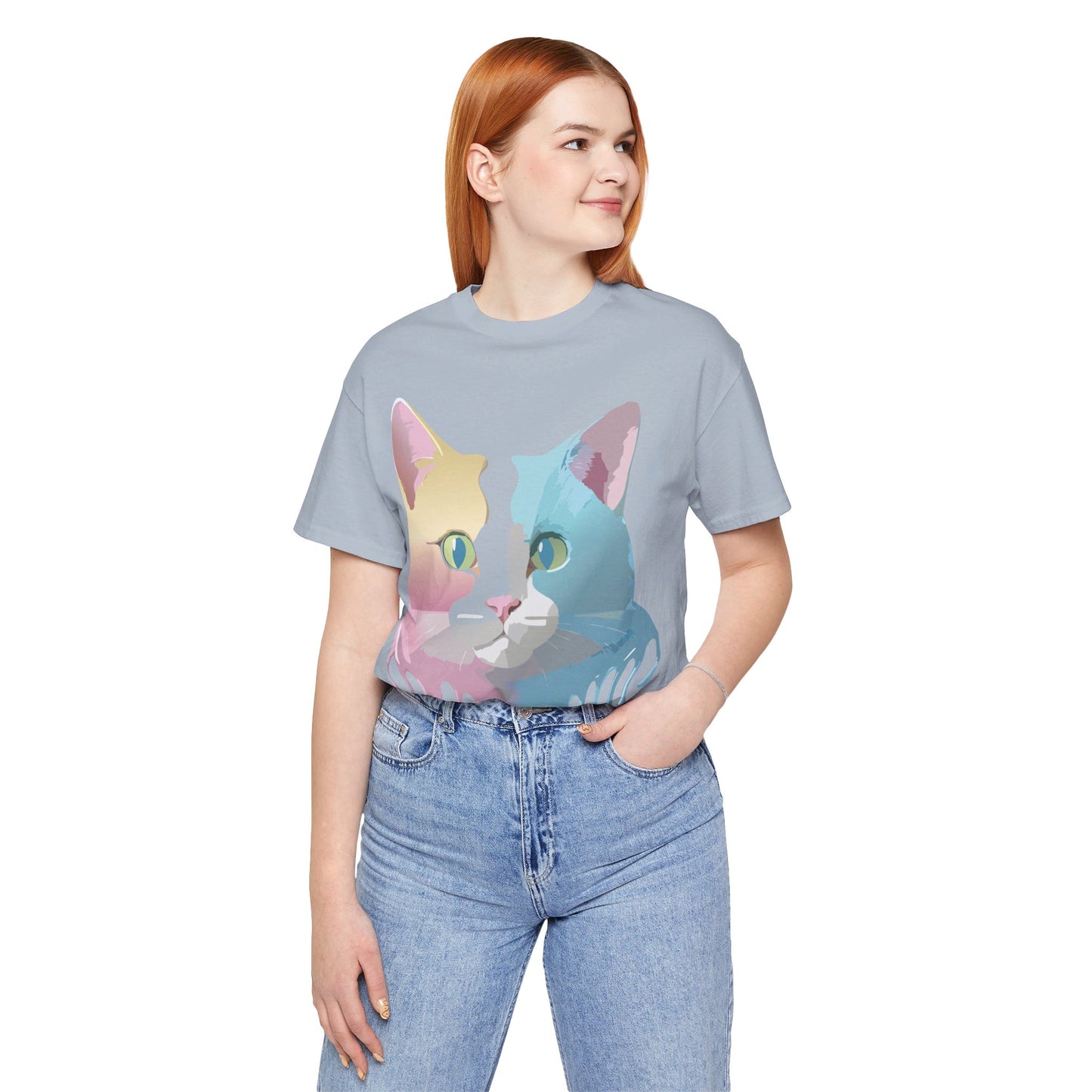 Natural Cotton Tee Shirt with Cat