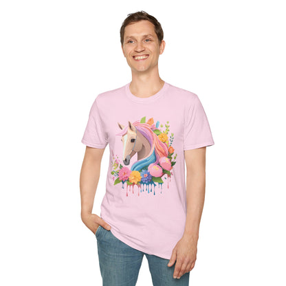 Unisex Horse Shirt Soft Cotton Tee With Animal Artwork Gildan Softstyle