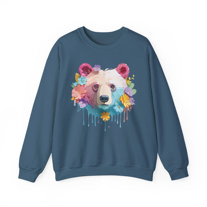 Unisex Floral Bear Sweatshirt Gildan 18000 Art Design Animals