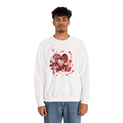 Unisex Floral Big Heart Sweatshirt Love Floral Valentine Day Cotton Poly Blend