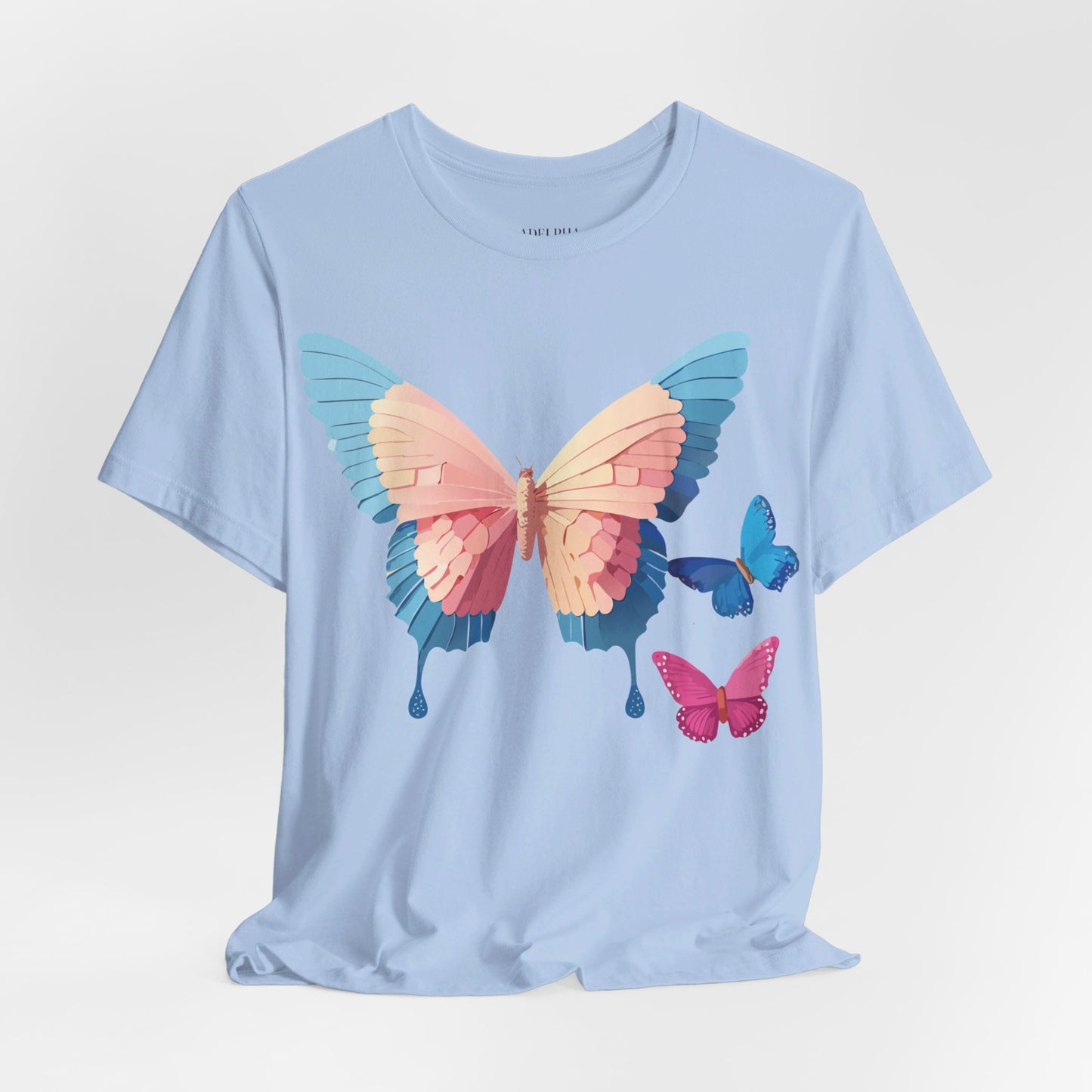 Natural Cotton Tee Shirt with Butterfly