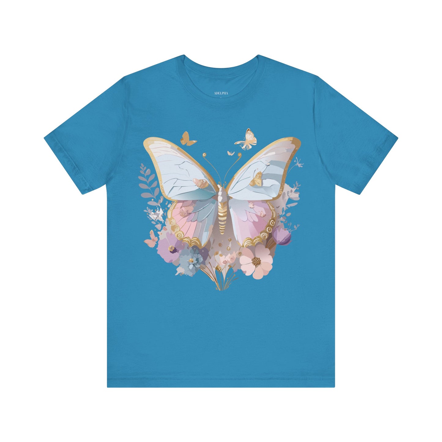 Natural Cotton Tee Shirt with Butterfly