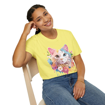 Cat Shirt Unisex Softstyle Tee 100 Percent Ring Spun Cotton Kitten Tee