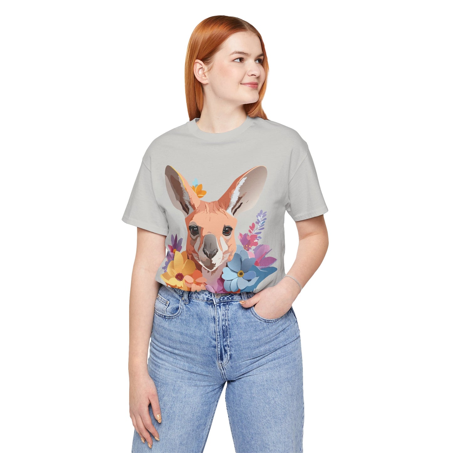 Natural Cotton Tee Shirt with Kangaroo