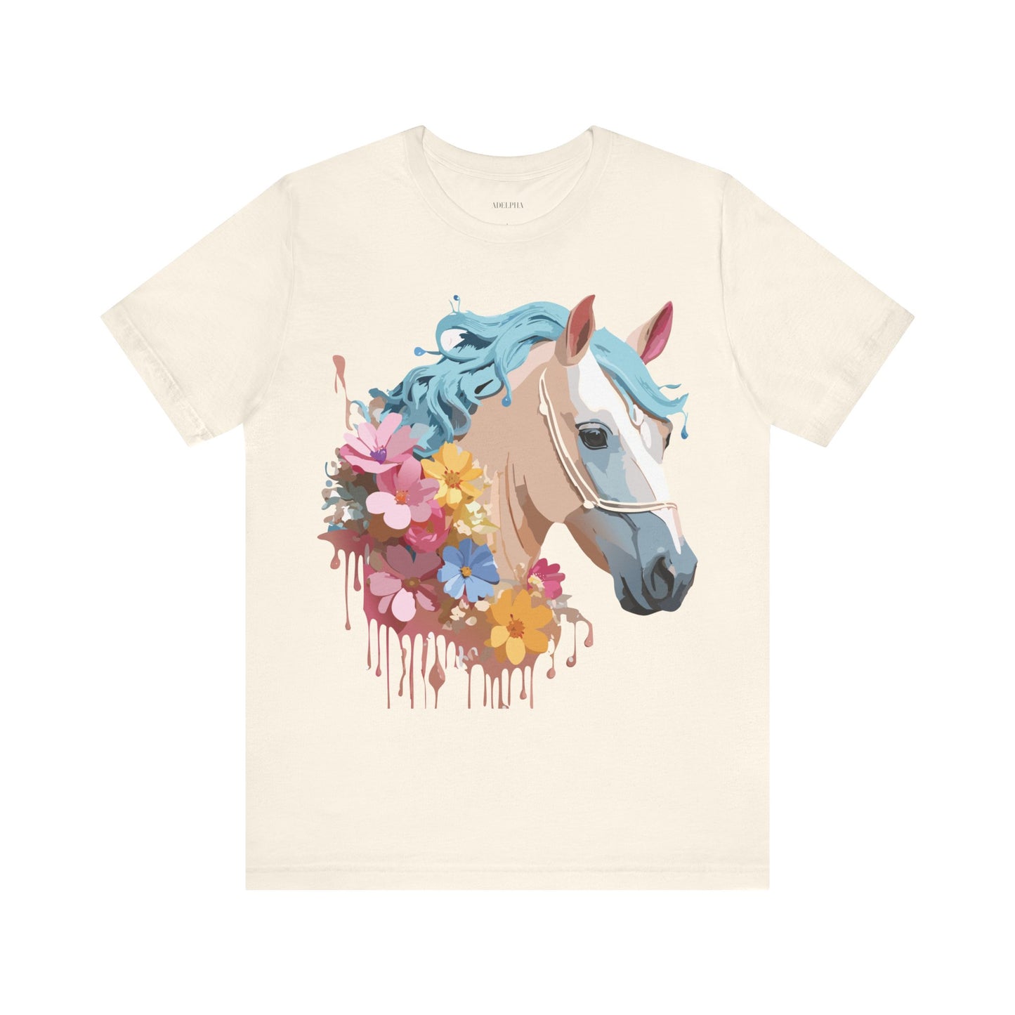 Natural Cotton Tee Shirt with Horse